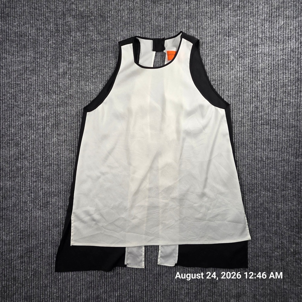 Clover Canyon Womens Black White Colorblock Open Back Sleeveless Top Small